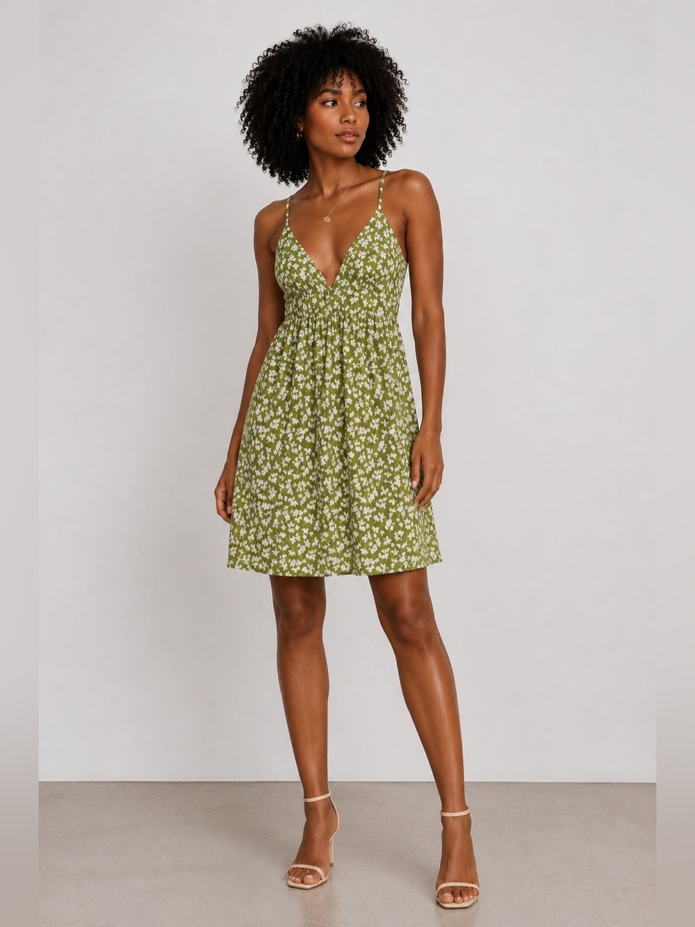 Princess Polly Green Floral Mini Dress Size 4